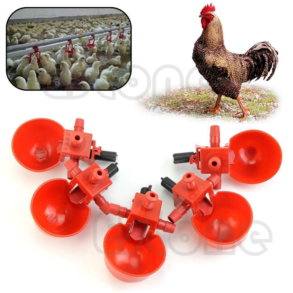 5Pcs Automatic Bird Coop Feed Poultry Water Drinking Cups Chicken 