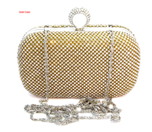 2015 Rhienstone Bridal Clutch Bag Gold Crystal Wedding Handbag Lady fashion Silver Minaudiere Evening Party Prom