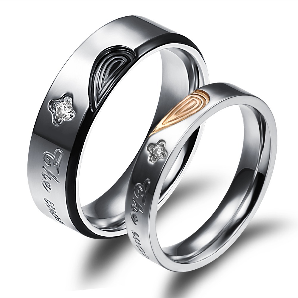 Heart wedding rings his and hers