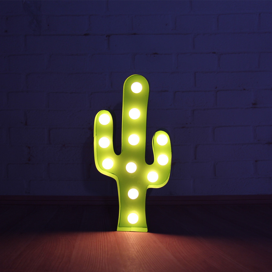 12inch green metal plant lightning cactus LED Marquee Sign LIGHT UP night light wall lamps child's room Deration