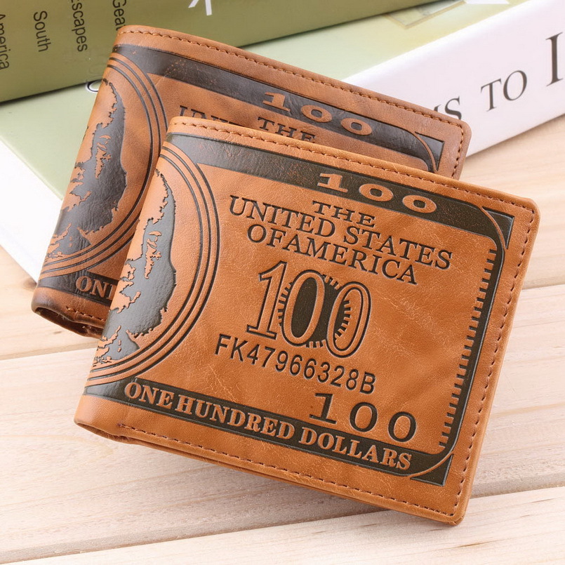 1pc new fashion Men PU Leather Wallet Pockets Card US Dollar Bill Money Wallet Man BIFOLD