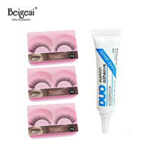 BEIGEAI 3 Pair/lot False Eyelashes Natural Long Fake Lashes Black False Eye Lashes Free Gift Duo False Eyelash Glue 11 Style