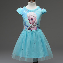 2016 Girl Anna Elsa Dress Toddler Girls Summer Princess Costume Kids Dresses For Girls Clothes Elsa Costume vetement fille GD003