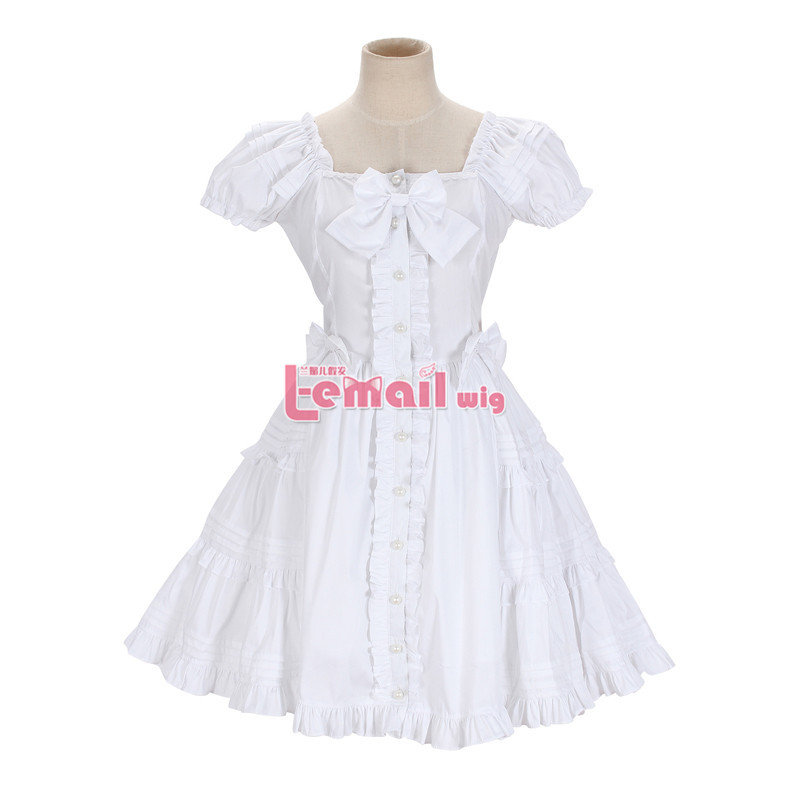 2015 100% Cotton Short Sleeve Navy Blue Light Blue Wine Red White Cute Sweet Lolita Dress Summer Japanese Style