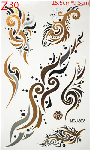 Gold and silver pendant necklace golden bronzing temporary tattoo flash tattoo toxic waterproof disposable tattoo body