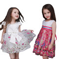 Fashion 2016 High Quality Summer Party Brand Designer Floral Print Girls Dresses Vestidos Tutu Flower Kids