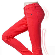 Super Deal 2015 Fashion Women Candy Colors Pencil Pants Spring Autumn Sexy Fit Jeans Plus Size