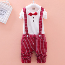 New 2015 Spring Fashion Baby Boy Clothes Gentleman Suit Long Sleeve tie T shirt Pants 2