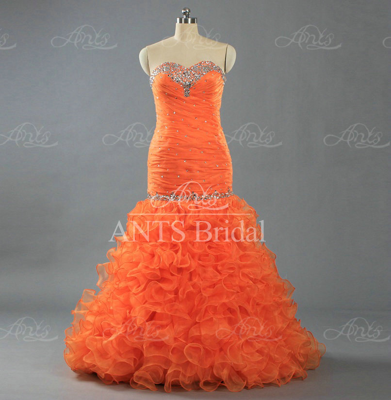 Popular Orange Mermaid Prom DressBuy Cheap Orange Mermaid Prom Dress