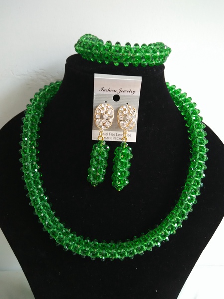 Fashion  green African beads jewelry set Crystal beads bride jewelry nigerian wedding african beads jewelry Set G-234