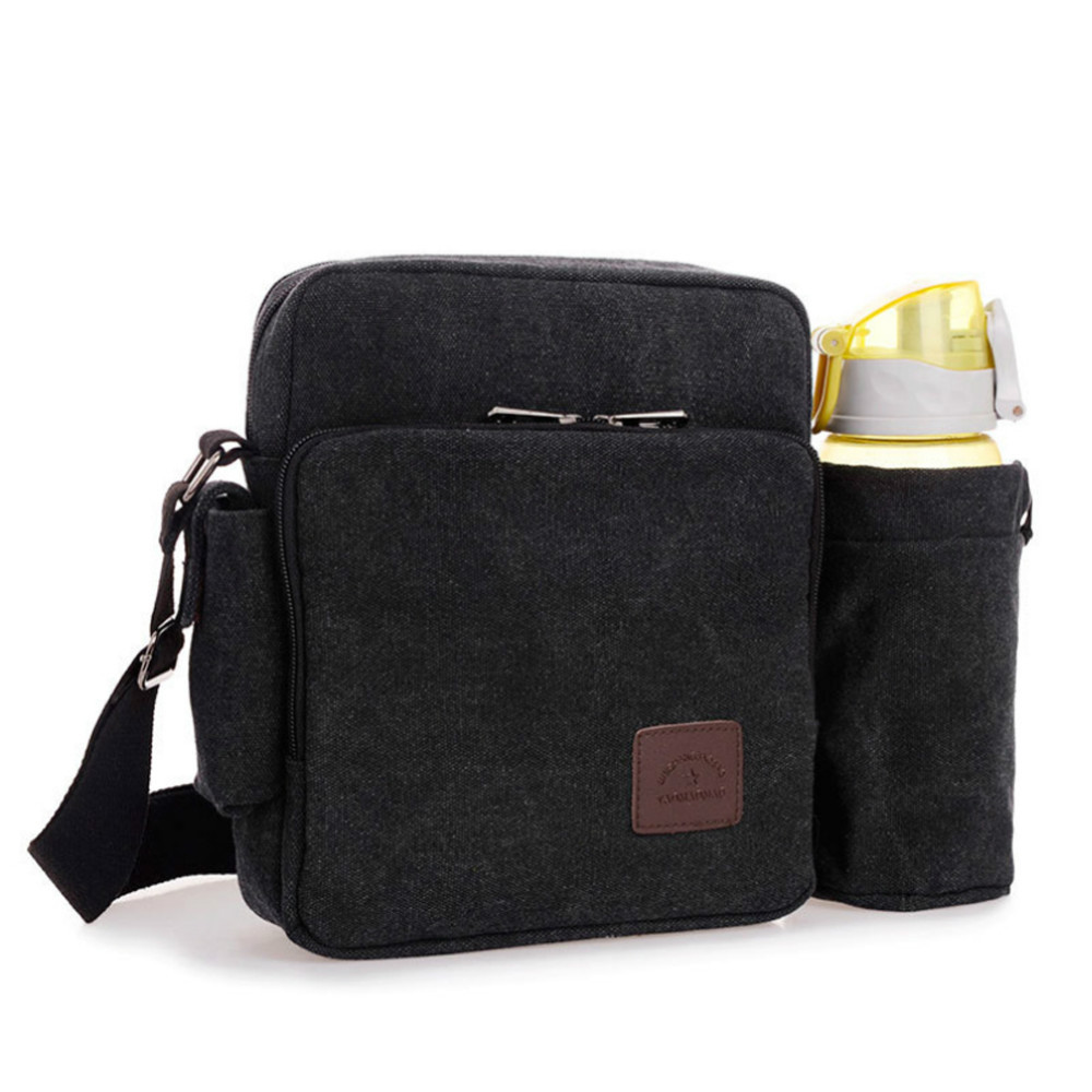 men's messenger bag with water bottle holder