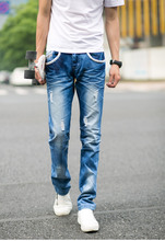High quality 2016 New Listing Four Seasons Fashion Slim Pocket Grid Design Casual Jeans Boutique Jeans