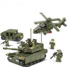 Sluban Military Series Army Heavy Tank Helicopters Hummer Air Defense Building Blocks Bricks Sets toys Compatible With Legoe