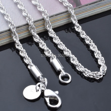 16 24INCHES Free shipping Beautiful fashion Elegant 925 Sterling silver charm Rope chain retro pretty Girl