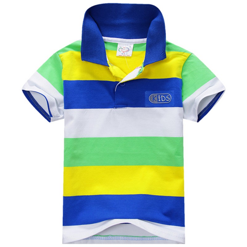 2016 Summer Child Kids Boys Short Sleeve T shirts Stripe Lapel Cotton Casual Blouse Tops Baby