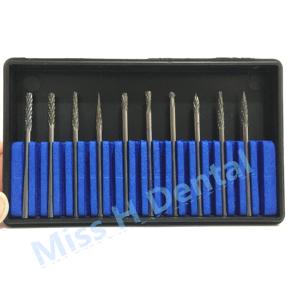 10pcs/set Tungsten Carbide Burs Steel Dental Burs Set Diamond Burs