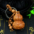 Traditional Wood Products Beautifully Carved Gourd Pisces Keychain Buddhist Geomantic Supplies Car Key Ring Pendant Keychain