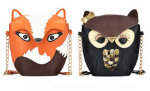 Owl Women Leather Handbag Cartoon Bag Fox Shoulder Bags Women Messenger Bag 100PCS lot
