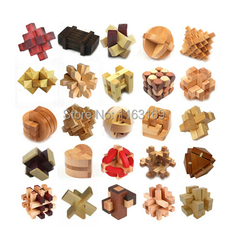 Classic IQ 3D Wooden Interlocking Burr Puzzles Mind Brain Teaser Game Toy for Adults Children