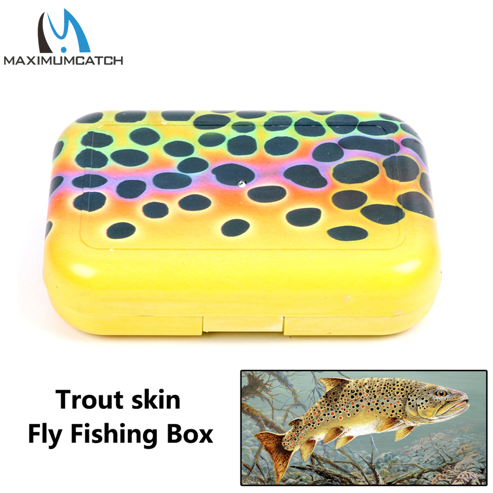 Maximumcatch New Trout Skin Fly Fishing Box with Swing Leaf Slit Foam Insert Fly Box Fishing Tackle Box