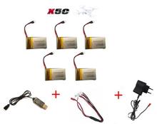 X5C X5 X5SW X5SC RC RC quadcopter RC drone 3.7V 650Mah Li-polymer Battery 5pcs/lot+USB cable +wall charger Free shipping