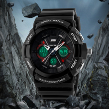 Negro silicona acero inoxidable hombre LED Skmei 5ATM resistente al agua analógico Digital reloj deportivo regalo de la alta calidad Digital