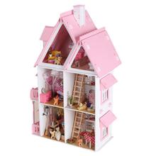 Free Shipping Assembling DIY Miniature Model Kit Wooden Doll House, Unique Big Size House Toy With Furnitures for Birthday Gift