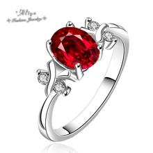 2015 new Hot Sale Fashion brand jewelry ruby CZ diamond 925 silver plated Wedding engagement ring for women Free Shipping