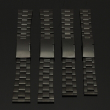 High Quality Black Stainless Steel Watch Band Strap Straight End Bracelet 18mm 20mm 22mm 24mm Buckle