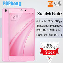 Xiaomi Mi Note Pink 3GB RAM 5.7 ” Qualcomm Snapdragon 801 Quad Core 4G FDD LTE 13.0MP Cell Phone For Girls