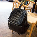 Women Knitted Flap Bag Trendy New Preppy Style Simple Large Backpack Solid Color Fashion Practical Backpack