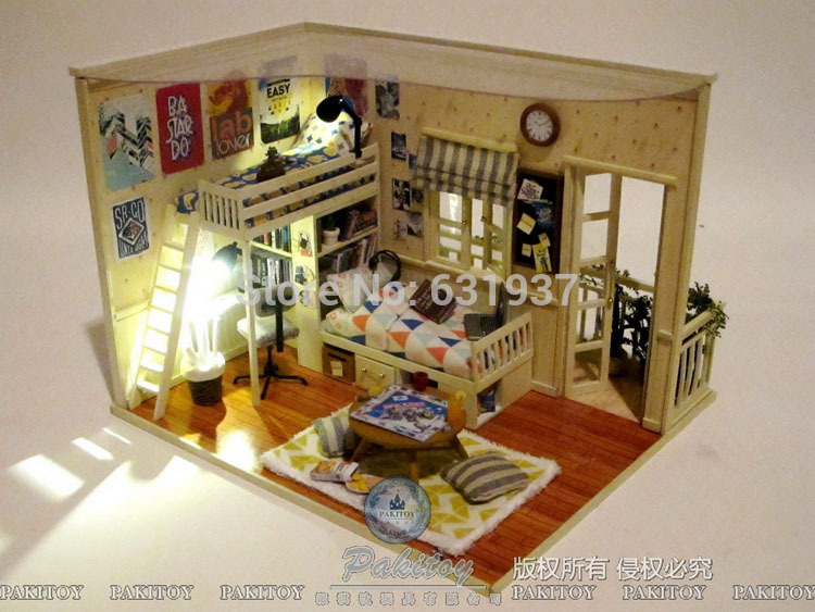 Free Diy Handmade Wooden Toys Miniature Doll House Assembling Model Birthday Gifts Dollhouse Toy Dollhouses-I and my friends