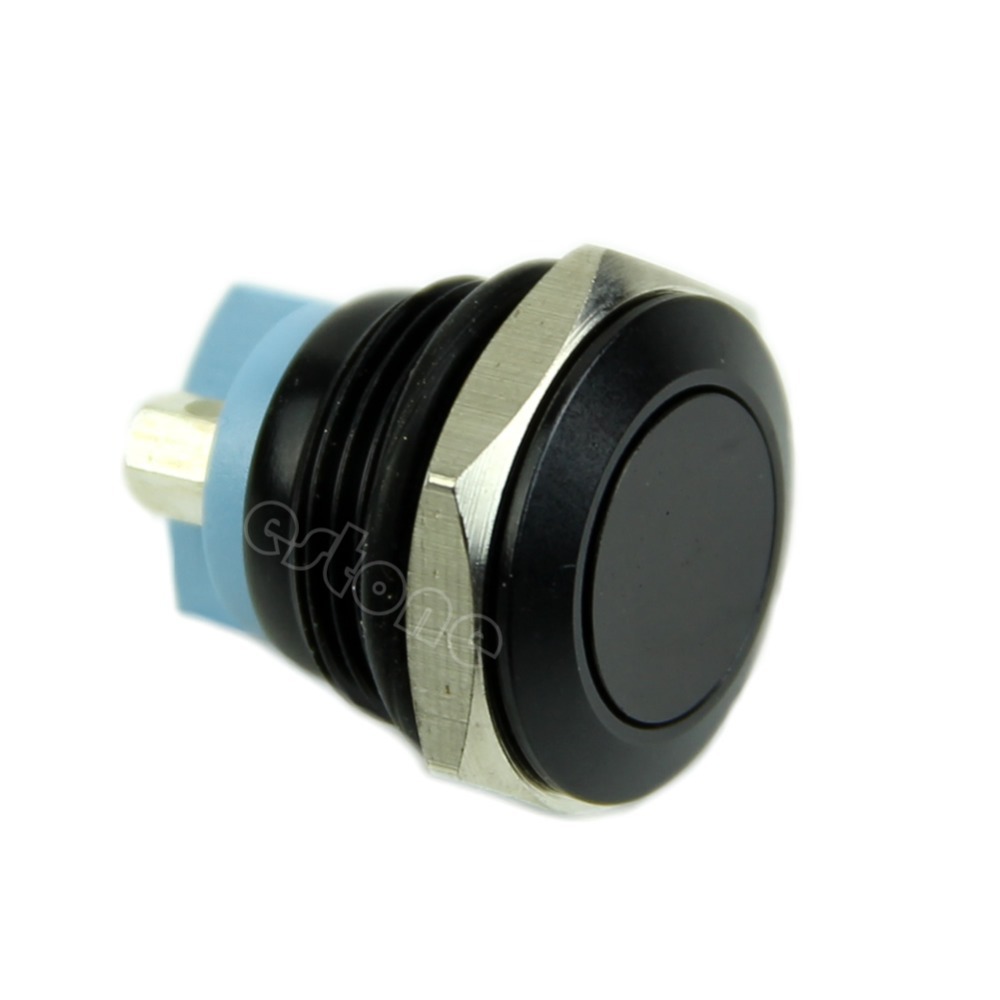 Free Shipping 16mm Start Horn Button Momentary Stainless Steel Metal Push Button Switch Black