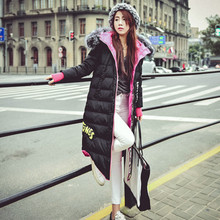 2016 Winter New Fashion Women Down Jacket Real Large Siliver Fox Fur Collar Hooded Thickening Duck Down Coat Long Parkas