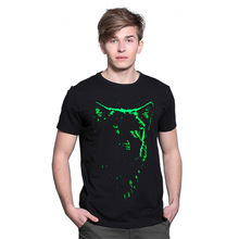 Novelty 3D Luminous T-Shirt Wolf Printed T shirt Men Cotton Black Glowing in-the-Dark Fashion Tshirt 2016 Men’s Wear CMT154006
