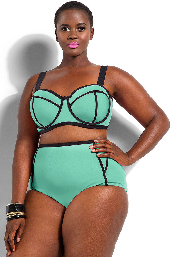 Green-Plus-Size-Underwire-Top-Bikini-LC41435-2P