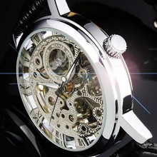 Ganador mecánico recorte reloj de moda del reloj para hombre de los muchachos j022 macho manual de