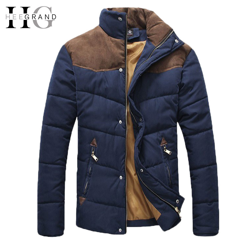 2015 New Arrival Fashion Men Winter Splicing Cotton Padded Coat Jacket Winter Plus Size High Quality