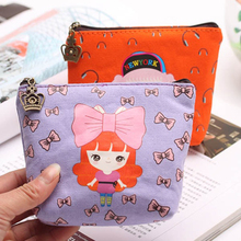 1 Pc Canvas Wallet Card Key Coin Purse Bag Pouch Case Pattern For Women Girl