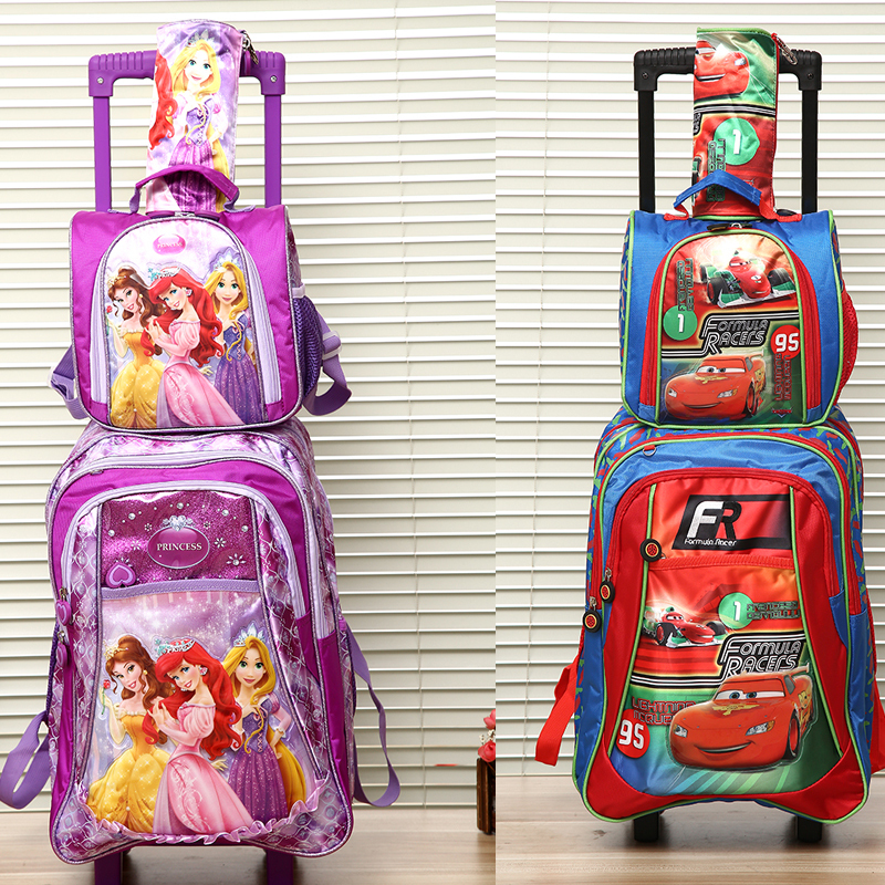 Фотография new arrival good quality children trolly school bag set trolley luggage backpack kids luggage 3pc one set for boys and girls