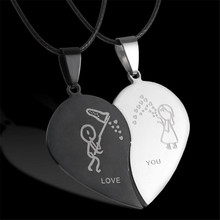 Broken Heart Couple Pendant Necklace Stainless Steel For Lovers Love you Fashion Jewelry Valentine s Day
