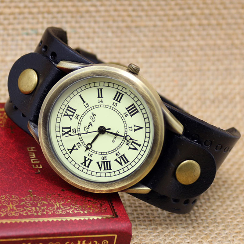 Roma Number Dial Vintage Leather Bracelet Quartz Wrist Watch Men Boy Gifts 