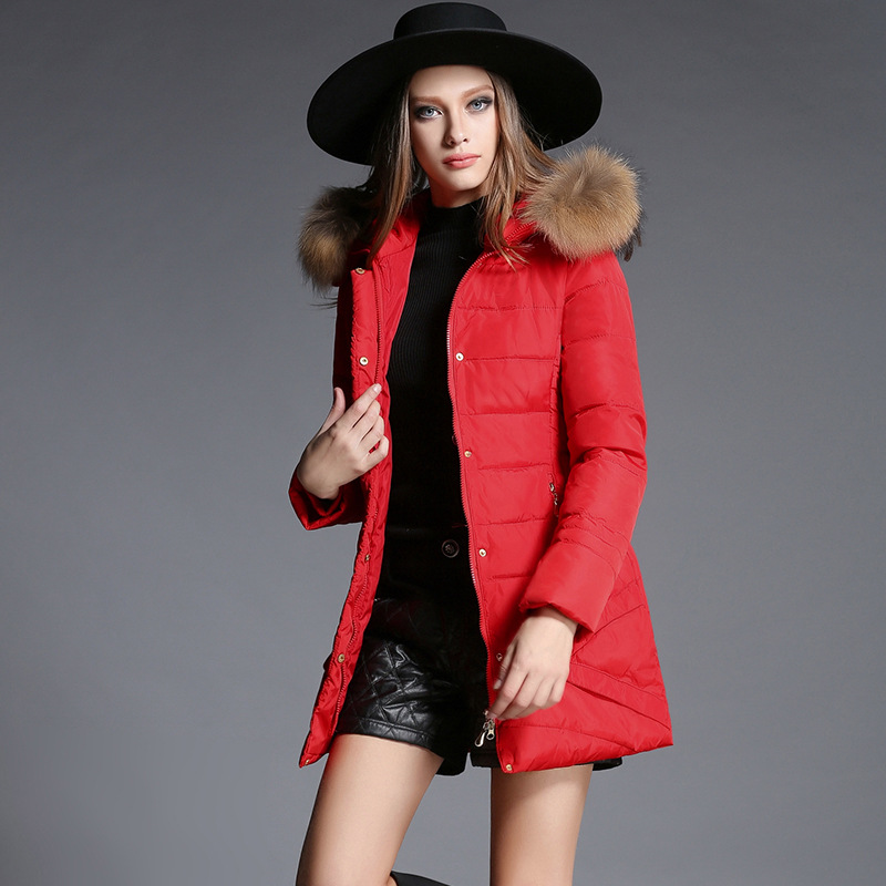 Women's autumn winter 2015 Nagymaros collar down jacket and long sections Thick Warm down jacket Slim Coat Women Overcoat Parka