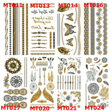 Cool Tattoo Stickers Stencils For Painting Body Art Temporary Flash Waterproof Glitter Metal Golden Crown Lotus Loves Tattoos MT