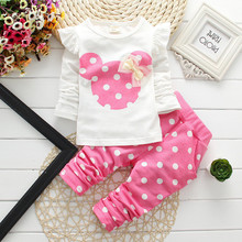 New fashion girls clothing sets minnie cotton children clothes bow tops t shirt leggings baby kids