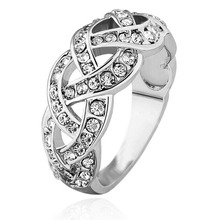 brand promise rings bridal factory wholesales 18K white Gold Plated crystal rinestones twist for women girl