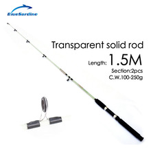 Transparent Solid fiberglass Ice Fishing Rods Spinning Pole 1.5M