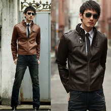 2014 New Men Leather Jacket Motorcycle Man PU Leather Jacket Outerwear 3 color 4 size M L XL XXL Free Shipping