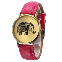 Roman 6 Color Fashion Casual Roman Elephant Patterns Leather Band Analog Quartz Vogue Wrist Watches relogio