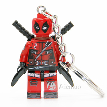 190 Deadpool Super Hero Keyring Minifigures Keychain Custom Ring Keychains Handmade Key Chain Building Blocks Toy